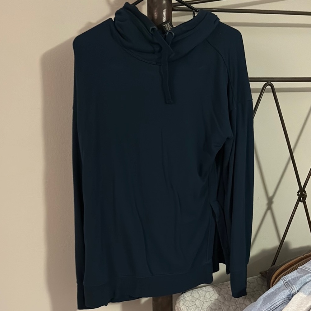 Blue green Hoodie Sweater with thumb holes